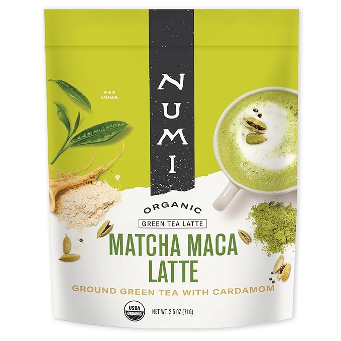 Numi Organic Matcha Maca Latte Powder – Green Tea Matcha Latte Mix with Adaptogens & Antioxidants – Vegan & Gluten Free, 2.5 oz (Makes 17 Cups)