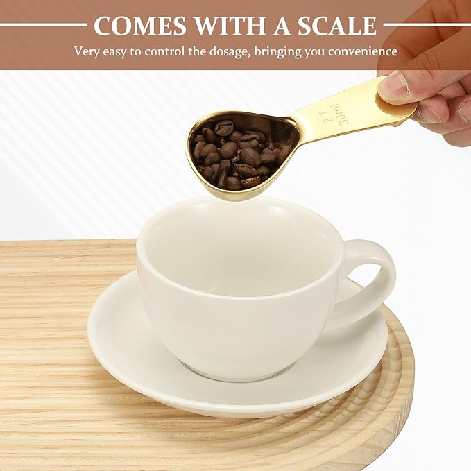 uxcell 2Pcs Stainless Steel Coffee Scoop, 30ml Short Handle Measuring Spoon for Ground Coffee Tea Sugar Kitchen Gifts, Silver