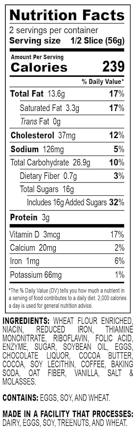 Nadel - Naturally Delicious Cappuccino Chocolate Chip bread, Lunch snack breakfast bars coffee cake, Natural fresh brand mocha chocolate cake 8 pack