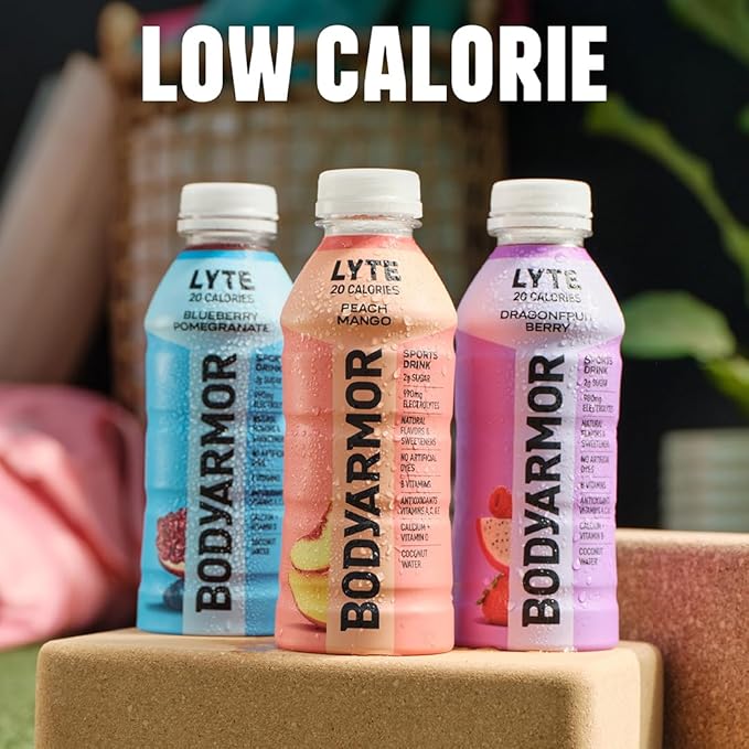 BODYARMOR LYTE Sports Drink Low-Calorie Sports Beverage, Peach Mango, Coconut Water Hydration, Natural Flavors With Vitamins, Potassium-Packed Electrolytes, Perfect For Athletes, 12 Fl Oz (Pack of 8)