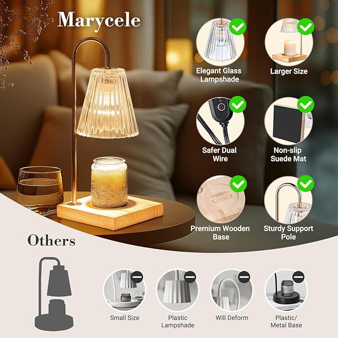 Candle Warmer Lamp with Timer, Vintage Amber Nightstand Candle Warming Lamp for Home Room Decor, Dimmable Wax Warmer for Jar Candles, Wedding Registry Gifts for Women Couples 2025