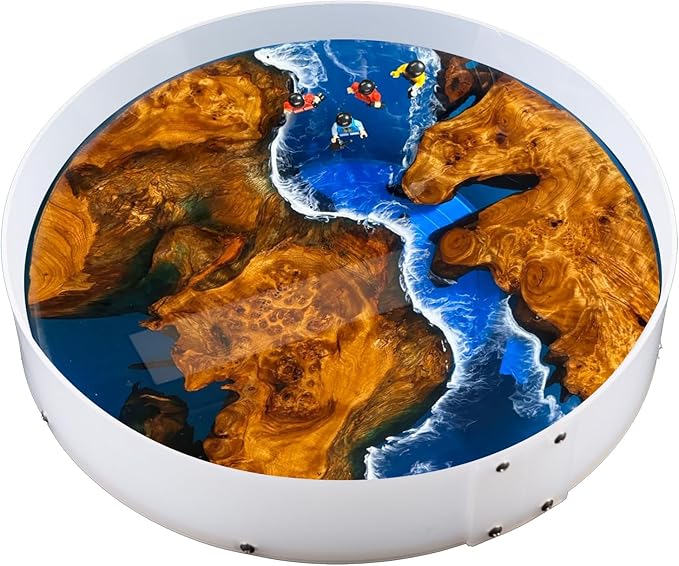 Resin Mold Large Round Deep -Kalinta 14inch Reusable Epoxy Round Molds for Resin Clock, Serving Tray Board, End Table，Floral Preservation Bouquet