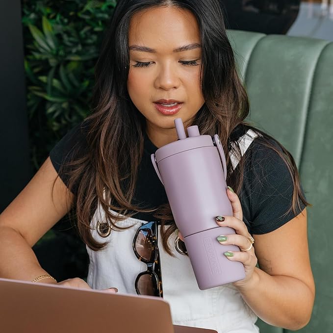 BrüMate Resa 35oz 100% Leakproof Travel Tumbler w/Handle & Straw | Flexible SoftSip Straw | Silicone Sleeve for Durability | Stainless Steel | Cup Holder & Travel Friendly Water Bottle (Houndstooth)