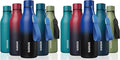 BJPKPK Insulated Water Bottles, 18 oz Stainless Steel Metal Water Bottle with Strap, BPA Free Leak Proof Thermos, Mugs, Flasks, Reusable Water Bottle for Sports & Travel, Blue Black (Pack of 2)