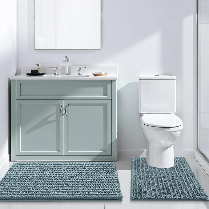 Arotive Luxury Chenille Bathroom Rug Mat, Extra Soft Thick Absorbent Shaggy Bath Rugs, Non-Slip Machine Wash Dry, Plush Bath Mats for Bathroom, Shower and Tub, 30x20, Smoky Gray