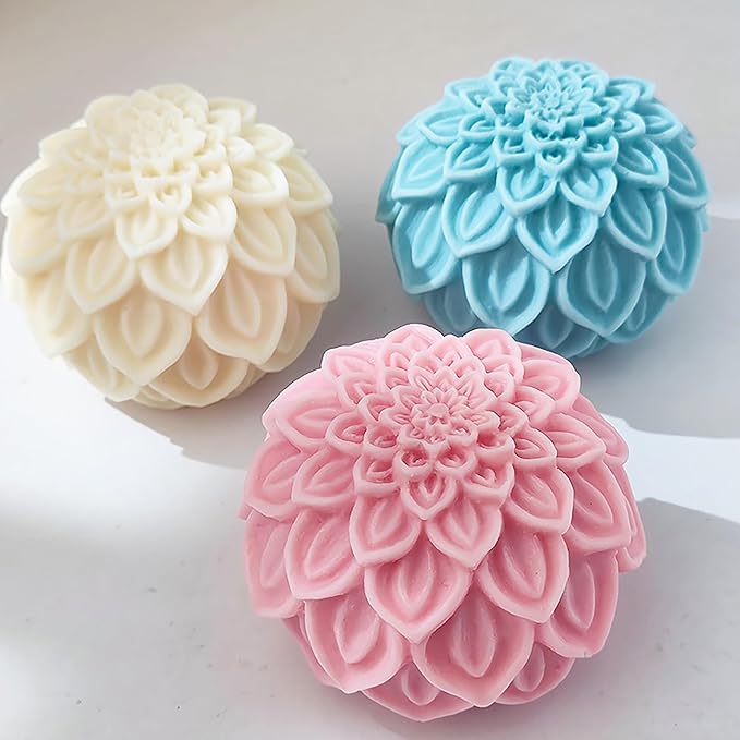 Lotus Ball Candle Mold Lotus Flower Mold Peony Mold Ball Mold Flower Resin Casting Mold Resin Making Molds Silicone Mold for Candle Home Decorate Mold Candle Making Mold 3D Animal Mold Clay Mold