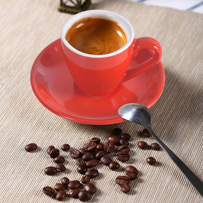 Porcelain Espresso Cup with Saucer, Espresso shot Cup, 80ml/2.7Oz, Red…