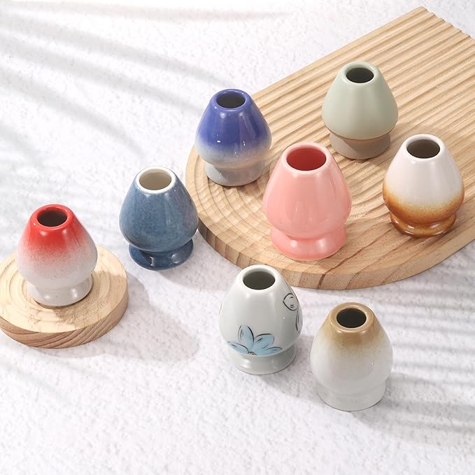 HARFINGTON Ceramic Chasen Stand 70mm Matcha Whisk Holder Teas Set Whisks Stand Traditional Matcha Tea Chasen Holder Tea Set Accessories for Tea Tasting, Mint Green