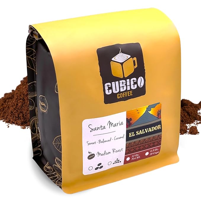 El Salvador Coffee, Ground Coffee, Premium Salvadoran Single Origin Fresh Roasted Ground Coffee | Cubico Coffee | 12 Ounce Bag