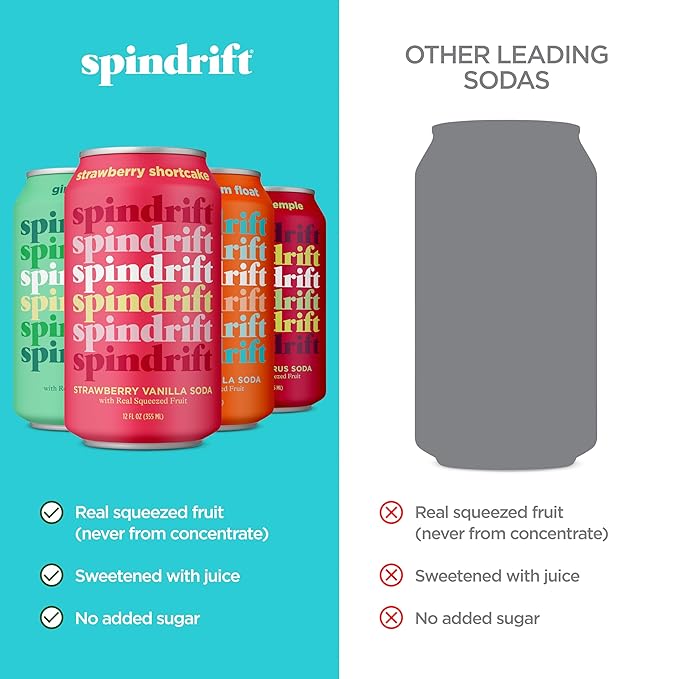 Spindrift Soda Variety Pack with Real Squeezed Fruit 12 Pack Case