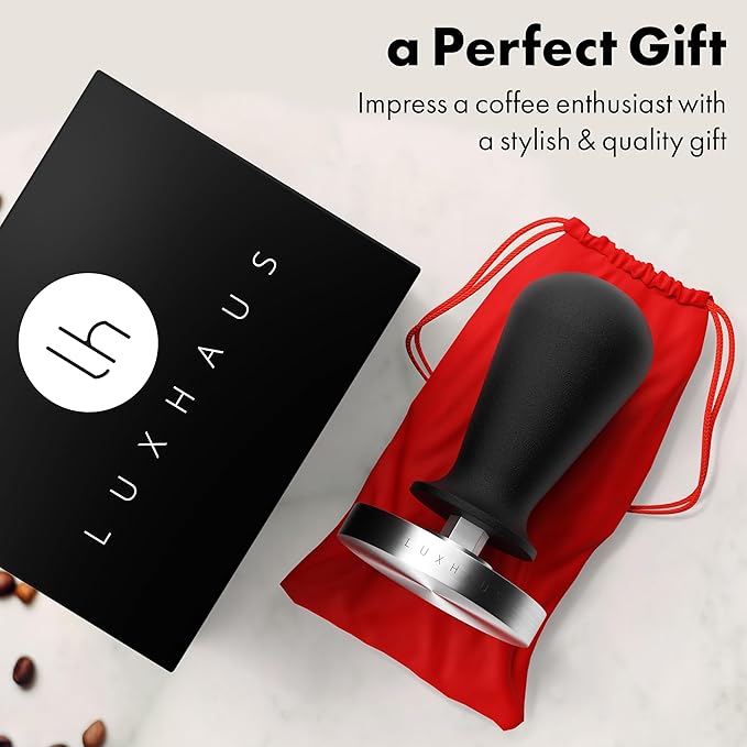 LuxHaus Espresso Tamper - 53mm Calibrated Coffee Tamper for Espresso Machine with Spring Loaded 100% Flat Stainless Steel Base