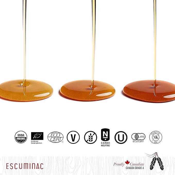 Escuminac, Canadian Maple Syrup Gift Set, 3 Harvests Included From Delicate to Strong Taste. 100% Pure & Organic.