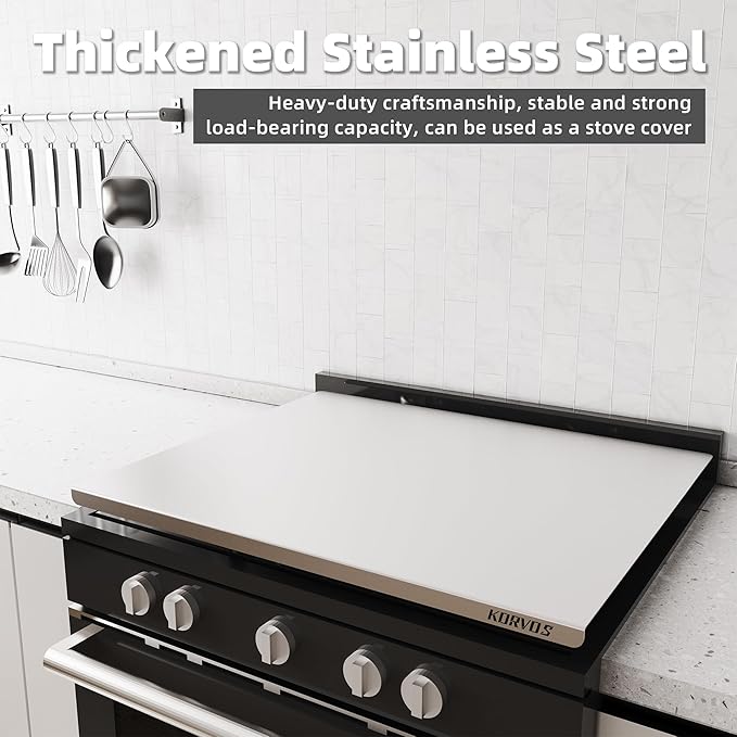 KORVOS Stainless Steel Cutting Boards, Food Grade 304 stainless steel cutting board with lip, Metal Chopping Boards for Kitchen, Meat, Fruits&Baking, Heavy Duty&Non-Slip, 15.7" x 19.7"