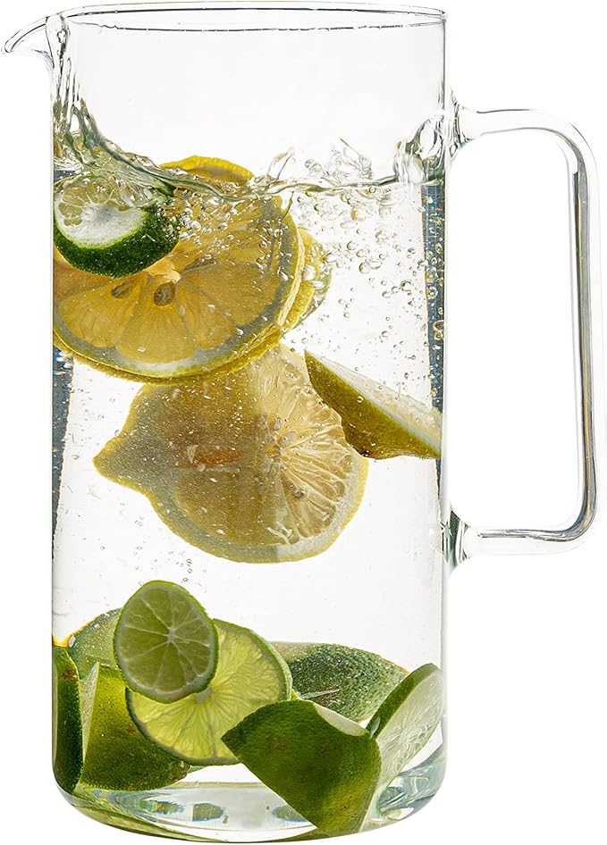 Simax Glass Pitcher, 64 Ounce (2 Quart) Borosilicate Glass, Made in Europe Hot and Cold Safe Iced Tea Pitchers for Drinks, Water, Lemonade Pitcher, Cocktail Jug, Sangria Pitchers