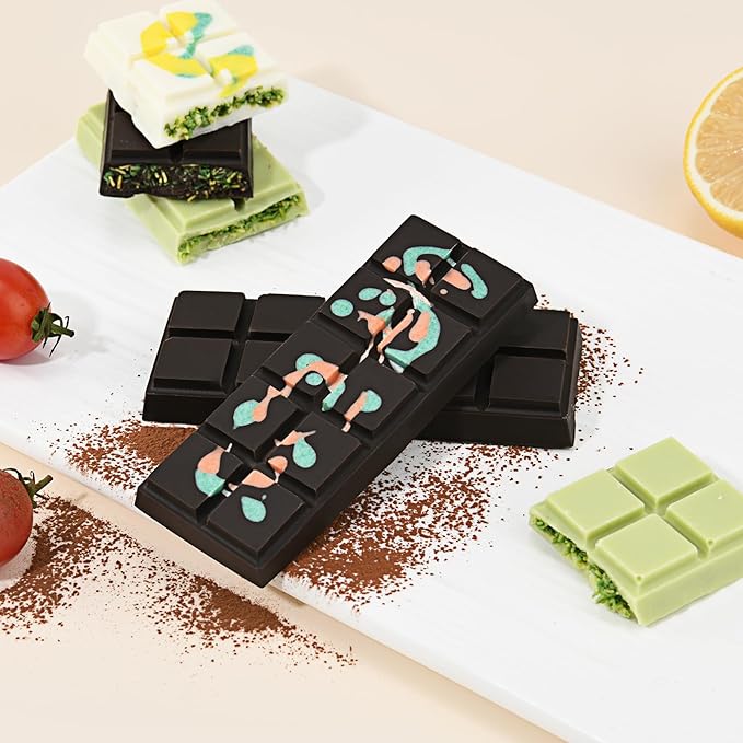 2 Pcs Chocolate Molds Silicone, Deep Chocolate Bar Mold, Non-Stick Food Grade Chocolate Mold for Dubai Chocolate Bar Pistachio, Candy and Chocolate Making - 60 Square Shape