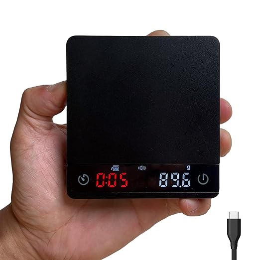 Nano Pro Coffee Scale with Timer, Espresso Scale with Auto Tare, Aluminum Body, Touch Sensor and Silicone Cover (Black)