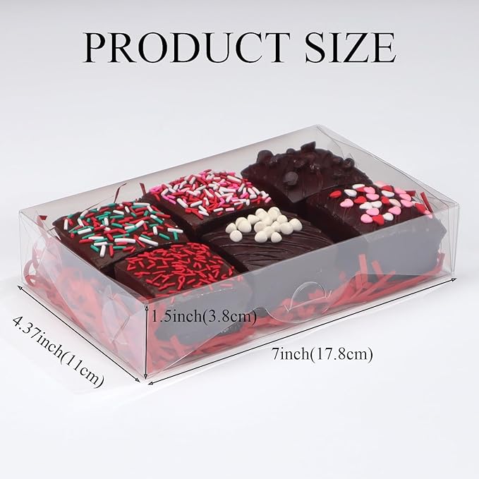 50PCS 7 x 4 3/8 x 1 1/2 Inch Inch Clear Cookie Boxes Chocolate Truffle Boxes Brownie Box Bakery Pastry Gift Box for Soap, Dount,Browine Cake,Treat, Party Favors Christmas