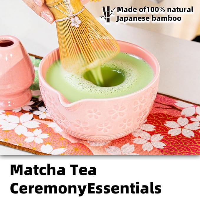 8 PCS Matcha Whisk Set, Ceramic Matcha Set, Includes Bowl, Matcha Whisk Holder Matcha Bamboo Whisk, Scoop, Sifter, Unique Gift for Matcha Lovers (B)
