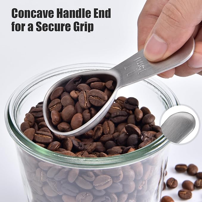 Doosu 1 Tablespoon Coffee Scoop - 18/8 Stainless Steel Heavy Duty Measuring Spoon with Short Handle, Food Grade Metal Tbsp Scoop for Ground Coffee Beans Tea Sugar Powder (15ml)