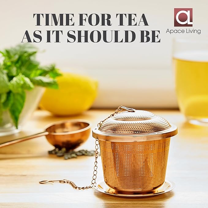 Tea Infuser (Set of 2) with Tea Scoop and Drip Dray - Ultra Fine Tea Strainer for Loose Leaf Tea - Stainless Steel Tea Steeper for a Superior Brewing Experience