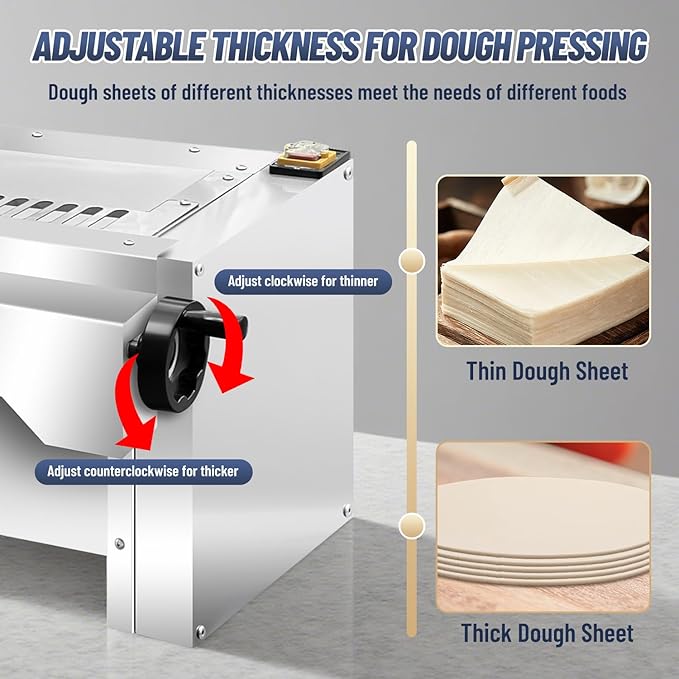 Electric Dough Roller Sheeter, Table Top Pizza Dough Press Mahcine, Commercial Press Machine,Pastry Sheeter Maker for Baking, For Making Pastries, Croissants, Pies,Cookies, Pizzas, Etc.