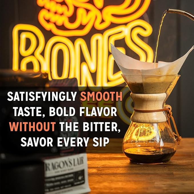 Bones Coffee Company Birthday Suit, Birthday Cake Flavored Coffee, Medium Roast Low Acid Arabica Beans Compatible with Auto drip and French Press Coffee Maker, 12 Oz Whole Bean