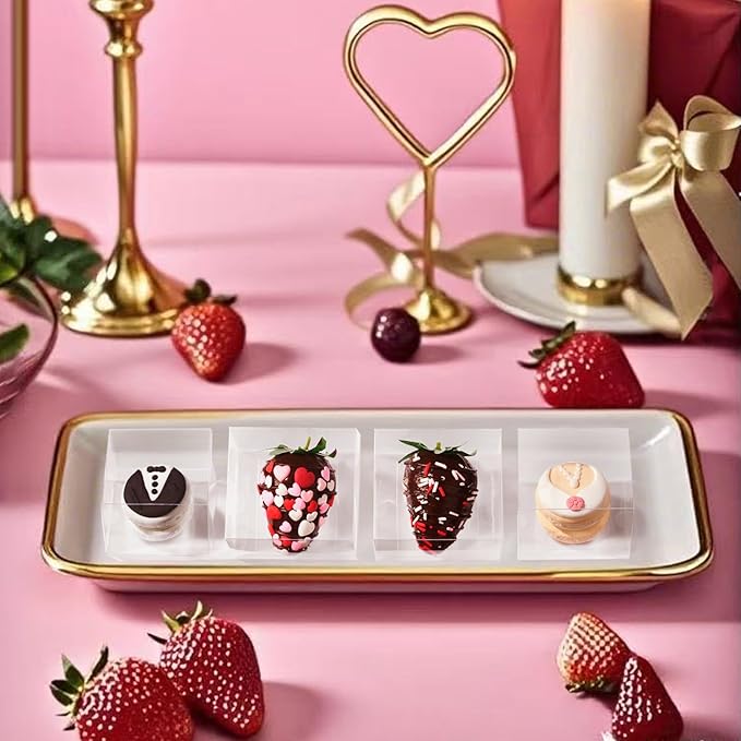 100 Pcs 2.5" X2.2" X2" Clear Small Bakery Treat Boxes Single Chocolate Covered Strawberries Box Macaron Gift Boxes Mini Cinnamon Roll Boxes for 2 for Birthday Wedding Christmas, Valentine's