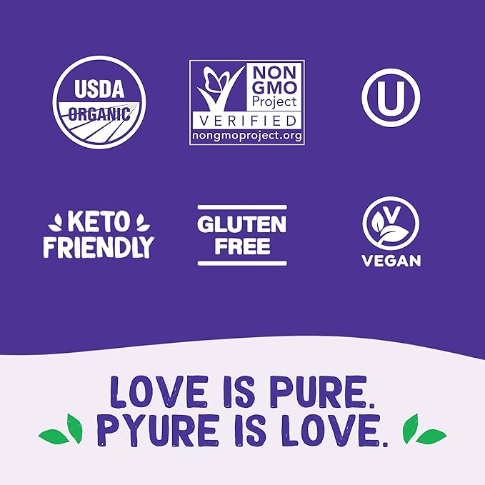 Pyure Organic Caramel Dessert Syrup | Sugar-Free Caramel Topping for Keto Ice Cream, Pancakes, Low Carb Sweets | 1g Net Carb, Gluten-Free, Vegan, Non-GMO, Plant-Based, Diabetic Friendly | 14 oz
