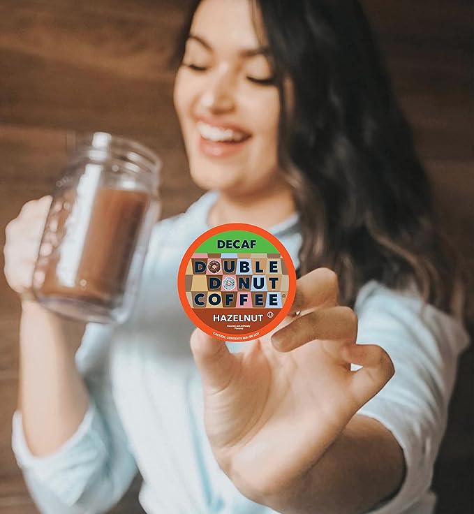 Hazelnut Medium Roast Flavored Decaf Coffee Pods for Keurig K-Cup Makers from Double Donut, 96 Capsules