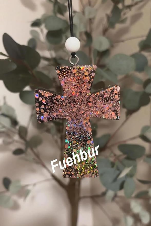 【300+ Design Optional】 Fuehbur Cross Pendant Freshie Mold, Silicone Epoxy Resin Molds for Car Freshies, Aroma Beads, Soap Candle Pendant Mould-Oven Safe