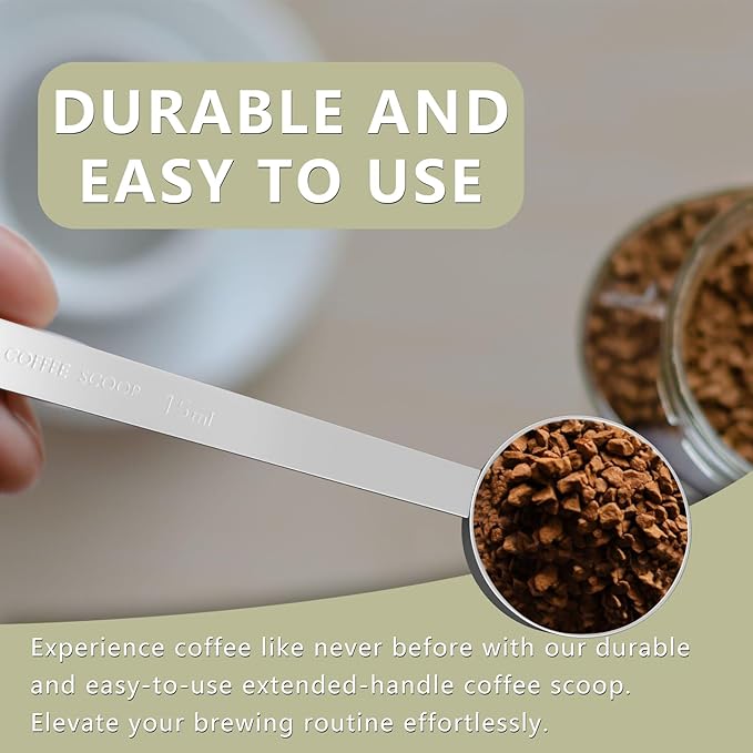 1PCS 2 Tablespoon Coffee Scoop, Long Handle Measuring Spoon, Two tbsp (30ml, 1/8cup) Stainless Steel Scooper