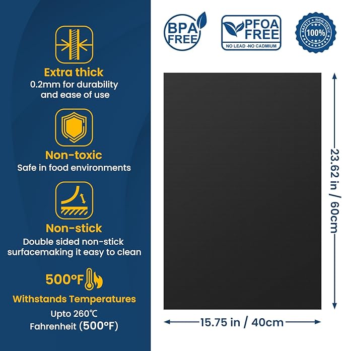 4Pack Oven Liners for Bottom of Electric Gas Oven, Thick Heavy Duty Nonstick Teflon Oven Mat, Heat Resistant Grill Baking Mats Outdoor BPA and PFOA Free Oven Floor Protector Liner