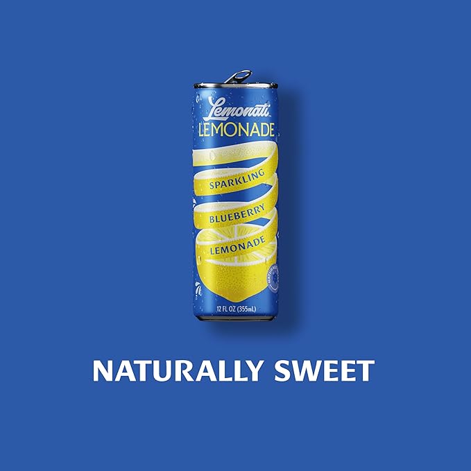 Lemonati Lemonade Sparkling Blueberry Lemonade, No Artificial Sweeteners or Flavoring, Gluten-Free, Kosher, Non-GMO, Vegan, 12 Fl Oz Slim Cans, Pack Of 24, Blueberry Lemonade, 12 Fl Oz (Pack of 24)