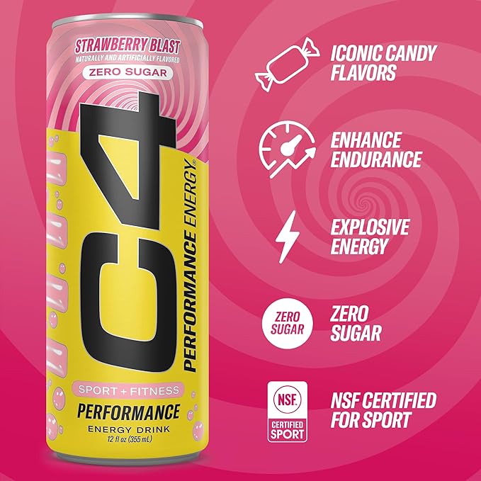 C4 Performance Energy Carbonated 12oz 4pk Strawberry Blast