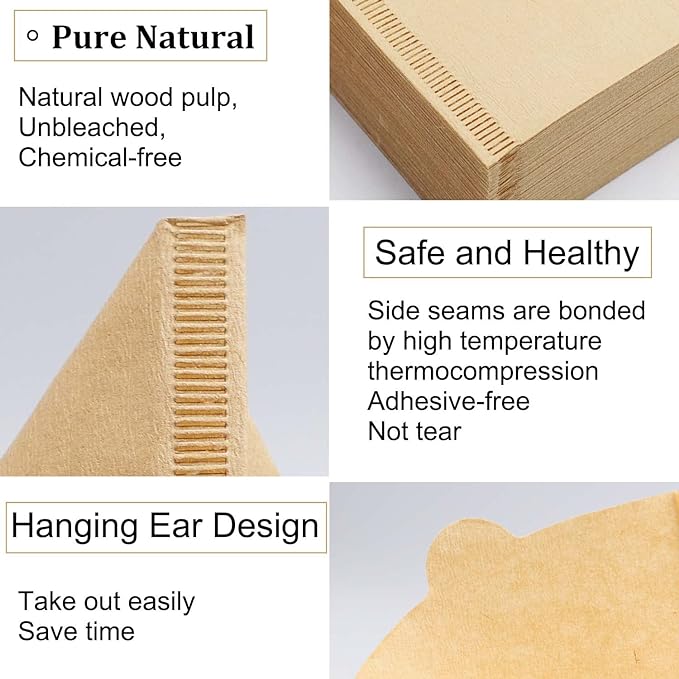 Cone Coffee Filters Size 01, 100 Count Unbleached 1-2 Cups Disposable V01 Coffee Paper Filters, Compatible with Cone Shaped Pour Over Coffee Filter and Drip Coffee Maker