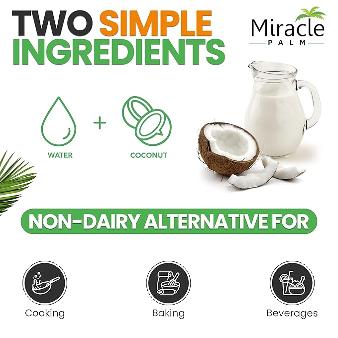 Miracle Palm Coconut Milk Unsweetened - Coconut Milk Canned, Additive Free Organic 13.5 Fl Oz (Pack of 3)