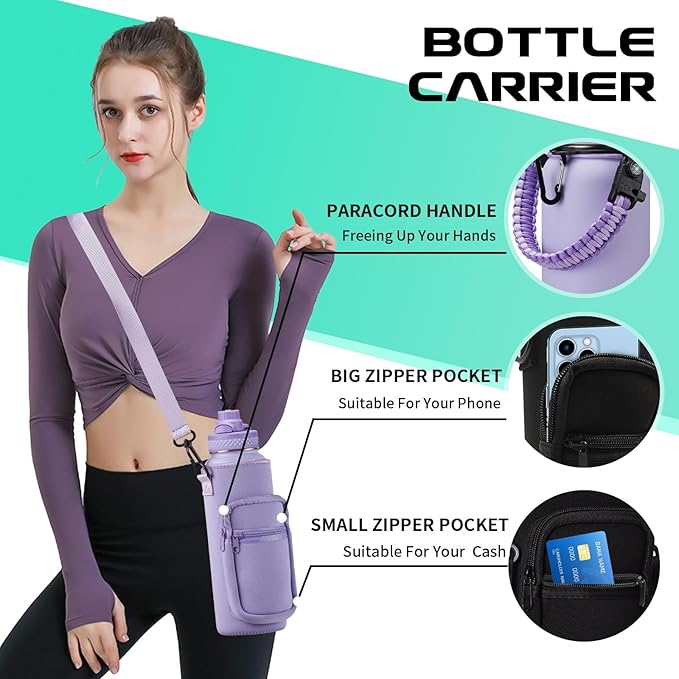 40 oz Water Bottle with Straw - Insulated Vacuum Water Flask with Straw & Auto Spout Lid, Paracord Handle & Carrying Pouch, Keep Cold 48H Hot 24H, Sweat-Proof Thermal Water Jug with Strap for Hiking