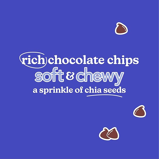 Love + Chew Superfood Soft Baked Cookies, Chocolate Chia Flavor, Plant Based Cookie Made With Chia Seeds & Dark Chocolate for Kids and Adults, Vegan Snacks, Gluten Free, Paleo, Non GMO, 60 Pack