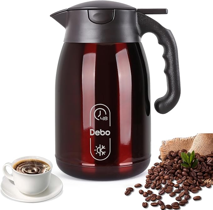 Thermal Coffee Carafe-71oz vacuum Coffee Carafe For Keeping Hot Liquids,Coffee Carafe,Thermal Stainless Steel, Coffee Carafes Press On Lid, Coffee Dispenser.(2.1l) Red