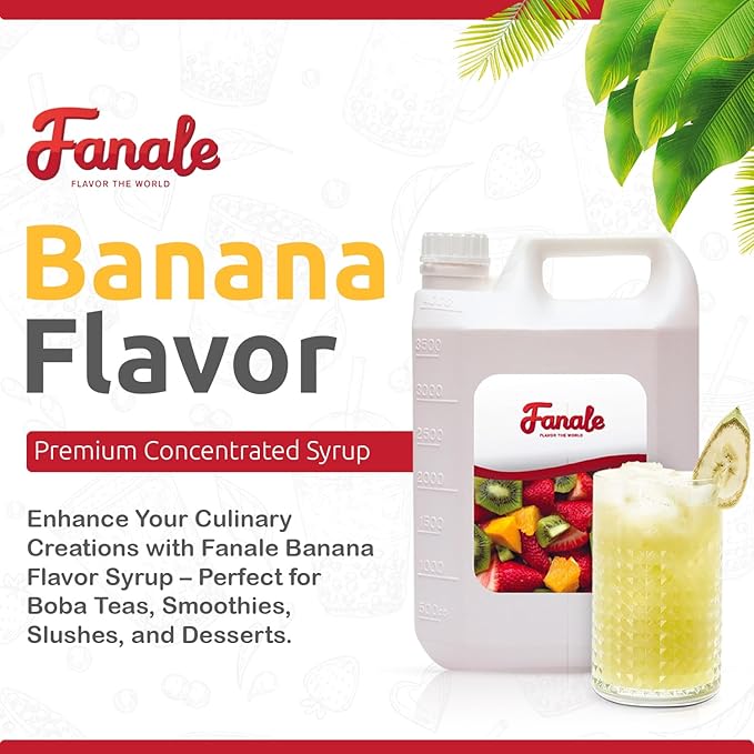 Fanale Premium Flavoring Concentrated Syrup for Bubble Tea 11 lb | Banana Flavor Syrup | for Boba Tea, Smoothies, Slushes, Desserts | 11lb | SRP280