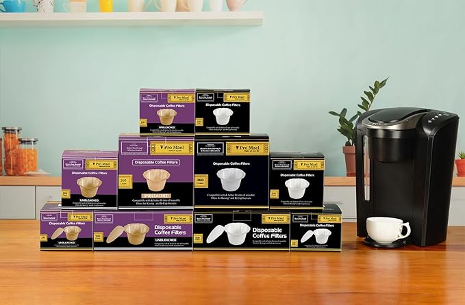 Pro Mael Disposable K Cup Filters with Lid, Coffee Filter Paper for Keurig Brewers Single Serve 1.0 and 2.0, Use with Reusable K Cup Pods, White (100-Count)