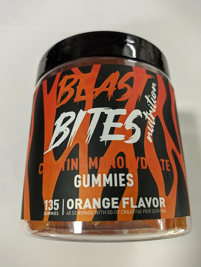 Creatine Monohydrate Gummies for Men & Women - 5g of Creatine Monohydrate per Serving - Sugar Free,Vegan, Orange Flavor, 135 Count (45 Servings).