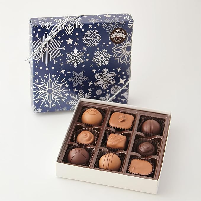 Vermont Nut Free Chocolates Hanukkah Grand Assortment – Kosher, Nut Free Gourmet Chocolate Gift Box with Truffles, Caramels, Buttercreams & More (4.5 oz)