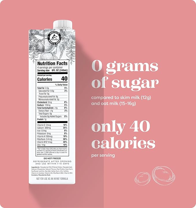 milkadamia Macadamia Milk - Unsweetened Vanilla - 32 Fl Oz (Pack of 6) - Lactose Free, Vegan, Shelf Stable, Plant Based, Non Dairy, Dairy Free