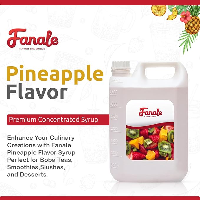Fanale Premium Flavoring Concentrated Syrup for Bubble Tea 11 lb | Pineapple Flavor Syrup | for Boba Tea, Smoothies, Slushes, Desserts | 11lb | SRP100