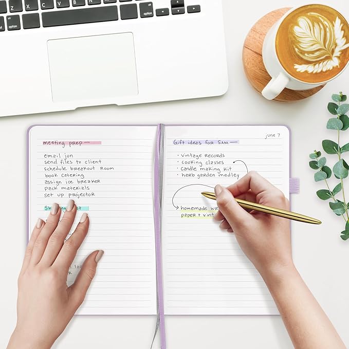 &And Per Se Lined Journal Notebook (5 Packs), 160 Pages, A5 5.7 x 8 inches College Ruled Thick Paper Notebook Journals for Writing, Hardcover Notebooks for Women Men Office School (Lavender)