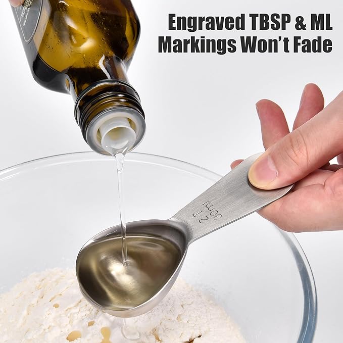 Doosu 2 Tablespoon Coffee Scoop - 18/8 Stainless Steel Heavy Duty Measuring Spoon with Short Handle, Food Grade Metal Tbsp Scoop for Ground Coffee Beans Tea Sugar Powder (30ml)