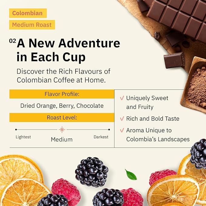 Kochere Colombian Specialty Whole Bean Coffee – 1LB Medium Roast – Single Origin, Farm Direct, Freshly Roasted to Order – Smooth, Chocolate & Berry Notes