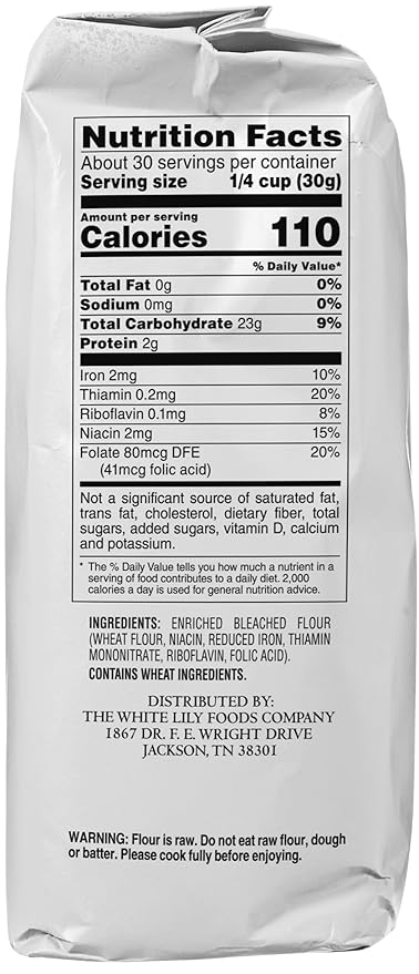 White Lily All-Purpose Bleached Wheat Flour 2 lb. (2-Pack) by White Lily