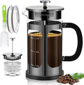 French Press Coffee Maker (34oz 1Quart 5-6Cup) Coffee Press, with 4 Filters System, Heat Resistant Thickness Borosilicate Glass, Cold Brew Coffee Tea Pot Gifts (Bright Black)